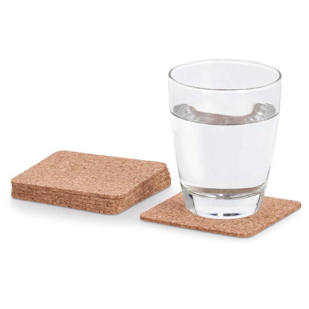 Glasuntersetzer-Set, 6 teilig Kork quadratisch
