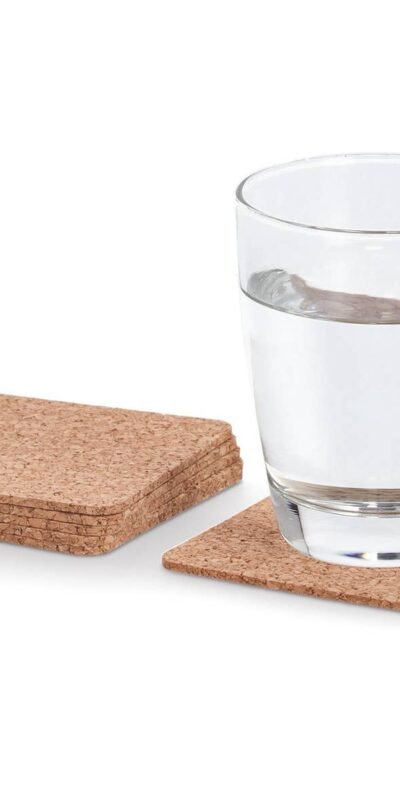 Glasuntersetzer-Set, 6 teilig Kork quadratisch