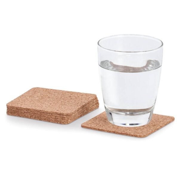 Glasuntersetzer-Set, 6 teilig Kork quadratisch