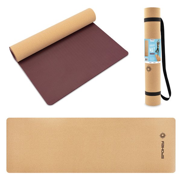 Spokey SAVASANA Kork-Yogamatte Violett Fitness Yoga