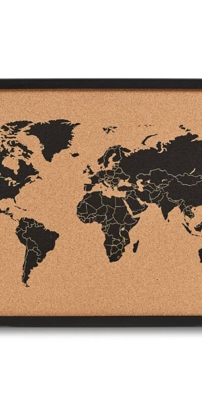 Pinnwand 'World', Kork/Holz, 60 cm x 40 cm, Schwarz